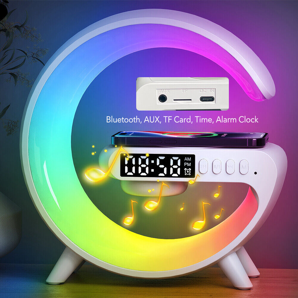 LED Lamp Smart G Bluetooth Speaker Wireless Charger RGB Alarm Clock Night Light