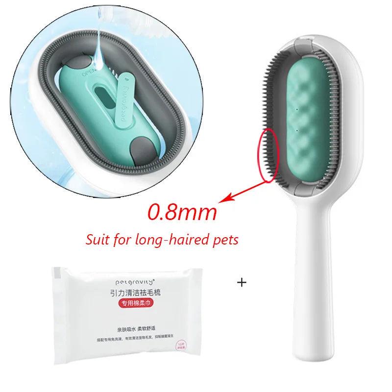 Double-Sided Pet Grooming Brushes with Wipes - Perfect for Cats and Dogs!