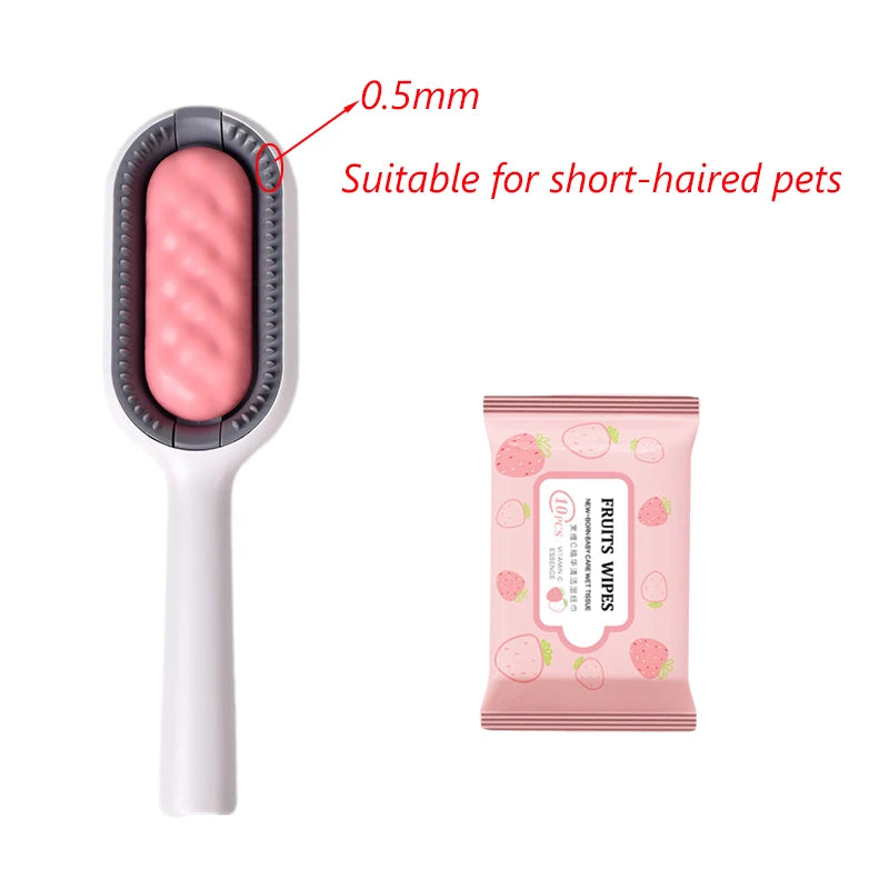 Double-Sided Pet Grooming Brushes with Wipes - Perfect for Cats and Dogs!