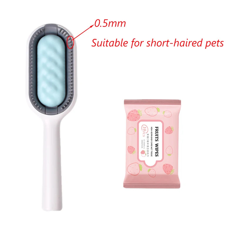 Double-Sided Pet Grooming Brushes with Wipes - Perfect for Cats and Dogs!