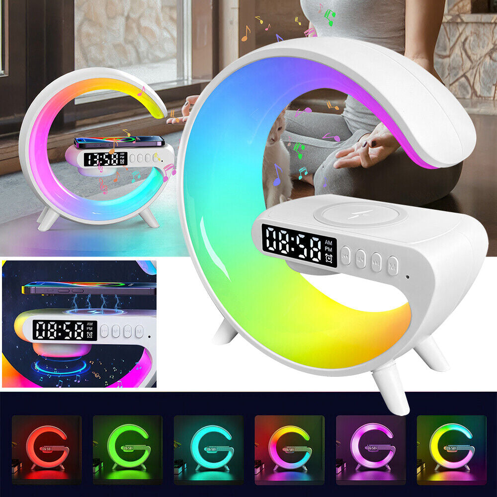 LED Lamp Smart G Bluetooth Speaker Wireless Charger RGB Alarm Clock Night Light